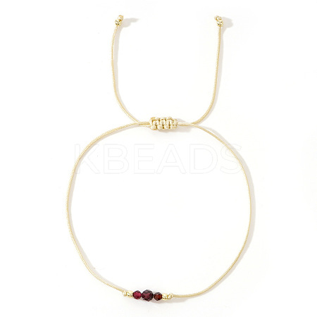 Simple Casual Brass & Natural Garnet Beads Braided Bracelets LM1536-5-1