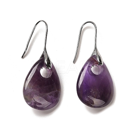 Natural Amethyst Teardrop Dangle Earrings EJEW-I315-02P-01-1