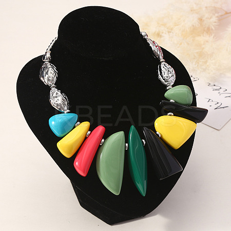 Resin Irregular Beaded Bib Necklaces FS-WG5D234-05-1
