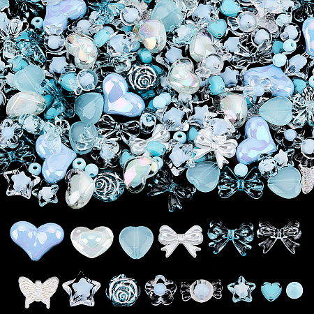 250Pcs 14 Styles Transparent Acrylic Beads TACR-PA0001-15-1