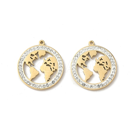 304 Stainless Steel Rhinestone Pendants STAS-V015-08G-1