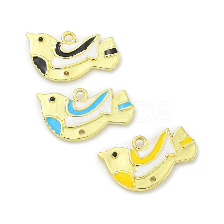 Real 18K Gold Plated Brass Enamel Robin Bird Pendants KK-L224-060G-1