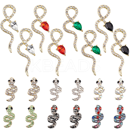 20Pcs 10 Style Alloy Rhinestone Cabochons MRMJ-OC0003-56-1