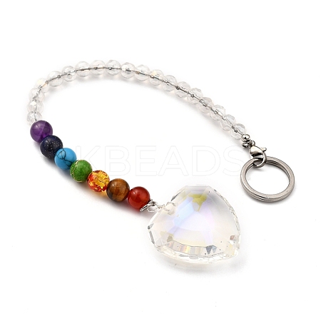 Chakra Heart Crystal Suncatcher Dowsing Pendulum Pendants PALLOY-JF00460-03-1