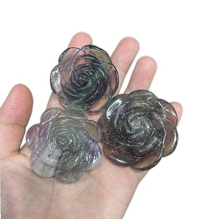 Natural Fluorite Carved Rose Figurines PW-WG66930-11-1