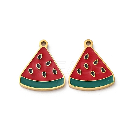 Fruit Seris 304 Stainless Steel Enamel Charms STAS-U060-03G-15-1