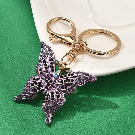 Butterfly Alloy Rhinestone Keychain KEYC-YW00114-06-1