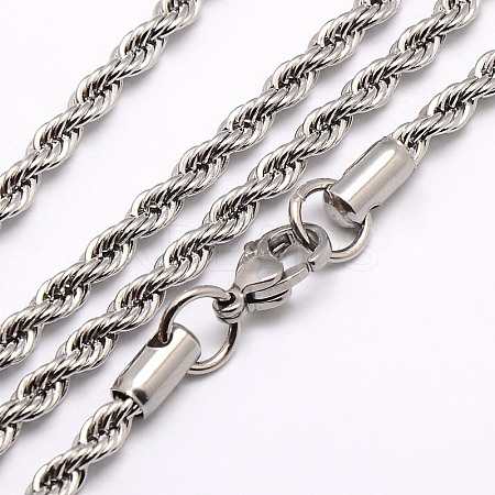 Trendy Men's 304 Stainless Steel Rope Chain Necklaces NJEW-M072-D-02-1