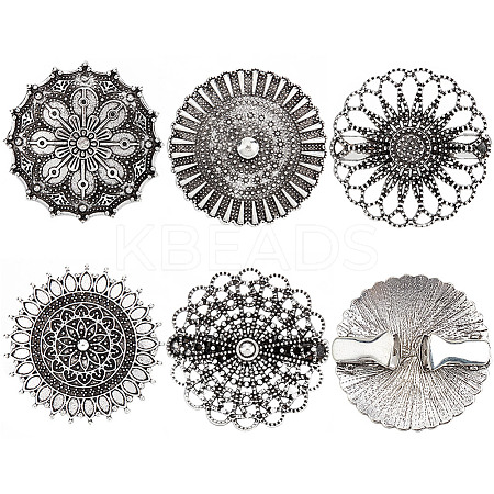5Pcs 5 Style Vintage Flower Alloy Sweater Shawl Clips Brooches Set AJEW-GF0007-23-1