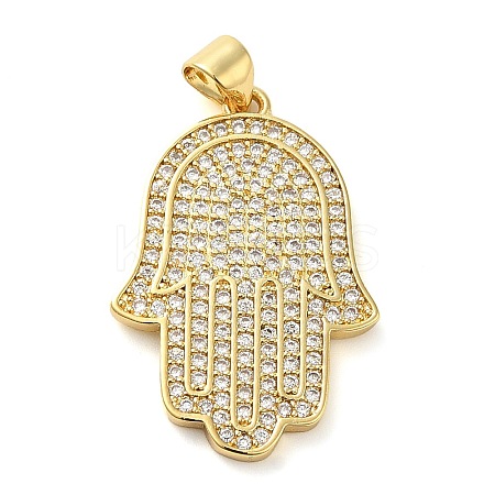 Rack Plating Brass Micro Pave Clear Cubic Zirconia Pendants KK-C047-08G-1