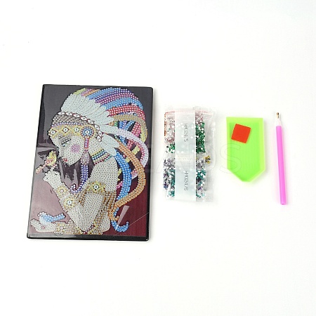 Rectangle DIY Women Pattern Diamond Painting Imitation Leather NoteBook DIY-WH0257-19-1