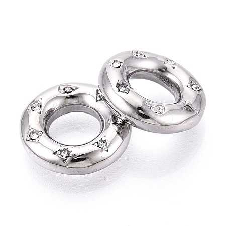 304 Stainless Steel Rhinestone Linking Rings STAS-T064-77P-1