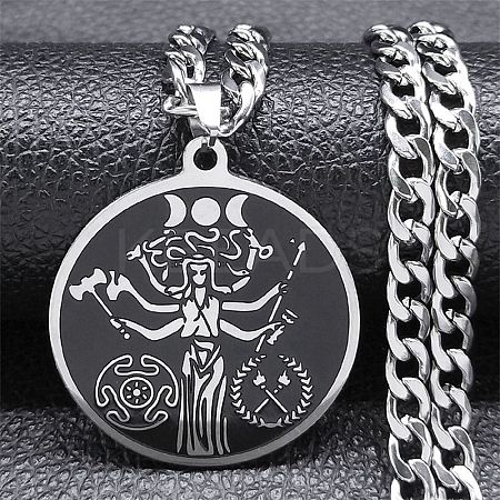 201 Stainless Steel Enamel Pendant Necklace LS-NJEW-K253-20P-1