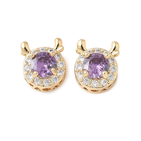 Brass Micro Pave Cubic Zirconia Beads KK-G531-01G-04-1