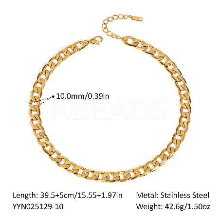Stainless Steel Curb Chain Necklaces for Unisex OZ3684-3-1