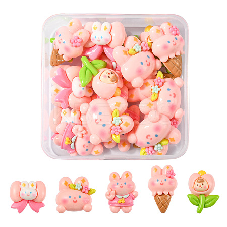 20Pcs 5 Styles Thanksgiving Day Theme Cartoon Opaque Resin Cabochons RESI-FS0001-51-1