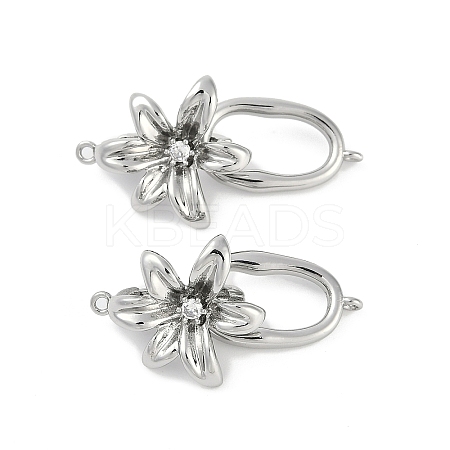 Brass Micro Pave Clear Cubic Zirconia Fold Over Clasps KK-U043-17P-1