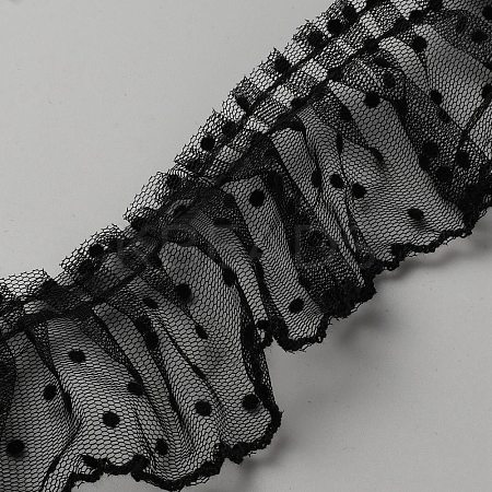 Polyester Pleated Lace Trim Ribbon DIY-WH0308-459B-1