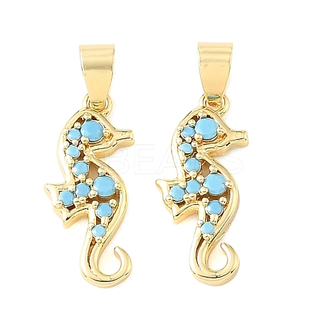 Brass Micro Pave Sky Blue Cubic Zirconia Pendants CU-CBA6938-05G-05-1