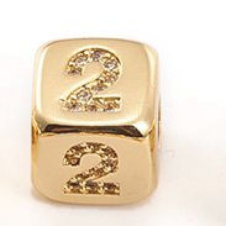 Brass Micro Pave Cubic Zirconia Beads ZIRC-L091-021G-02-1