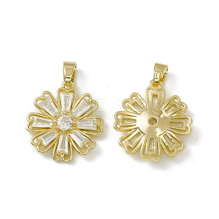Rack Plating Brass Cubic Zirconia Pendants ZIRC-F130-04G-1