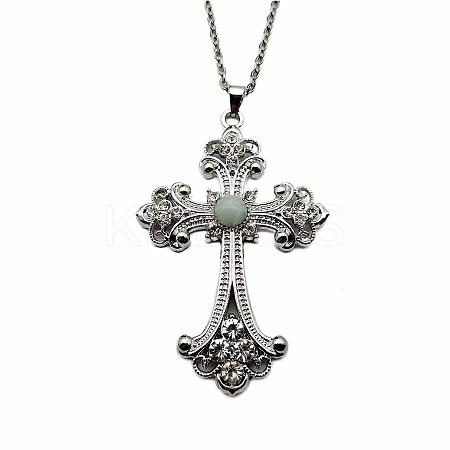 Vintage sparkling Alloy Rhinestone Cross Pendants Necklaces for Women IL0019-11-1