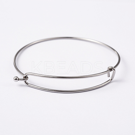 Tarnish Resistant Adjustable 304 Stainless Steel Expandable Bangle Making LS-BJEW-L604-09P-1