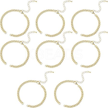 8Pcs Two Tone Handmade Brass Curb Chain Bracelet Makings KK-NB0002-63-1