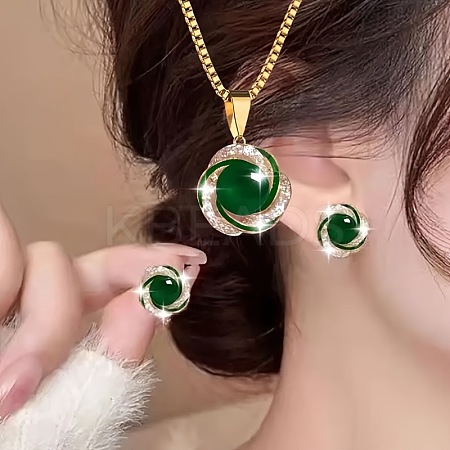 Alloy Rhinestone Pendant Necklace & Stud Earring Sets for Women FS-WGAF6CC-03-1