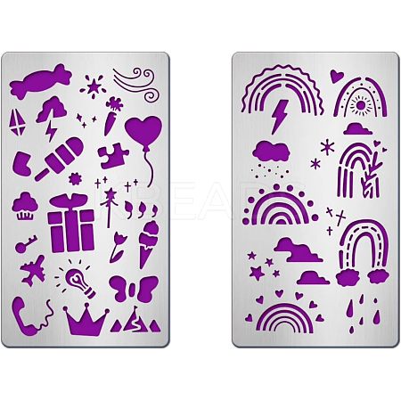 2Pcs 2 Style 304 Stainless Steel Cutting Dies Stencils DIY-FG0001-96-1