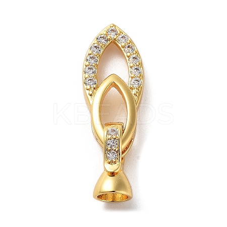 Rack Plating Brass Micro Pave Cubic Zirconia Ice Pick Pinch Bails ZIRC-P117-01B-G-1