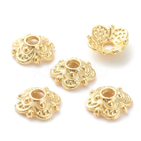 Rack Plating Alloy Flower Bead Caps KK-J277-03G-1