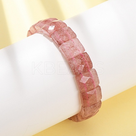 Synthetic Strawberry Quartz Beaded Stretch Bracelets for Unisex G-K303-02K-1