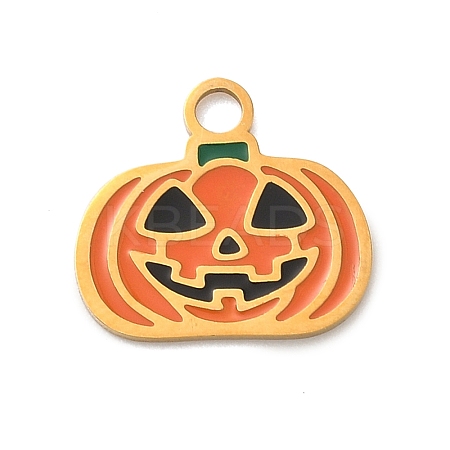 304 Stainless Steel Enamel Halloween Theme Charms STAS-Z164-03G-07-1