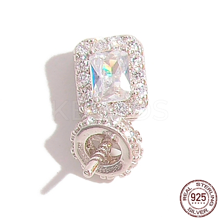 Rhodium Plated 925 Sterling Silver Pin Peg Bails STER-Z005-08P-1