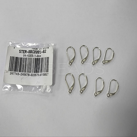 4 Pairs 925 Sterling Silver Leverback Hoop Earrings Findings STER-BBC0001-82-1