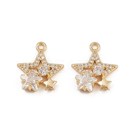 Brass Micro Pave Cubic Zirconia Pendants KK-K407-07G-1