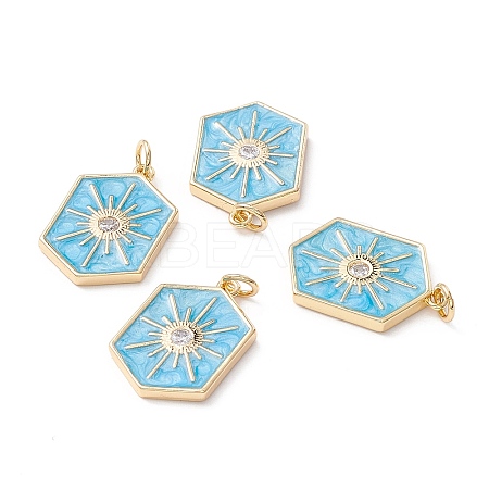Brass Micro Pave Clear Cubic Zirconia Pendants ZIRC-Z019-44E-NR-1