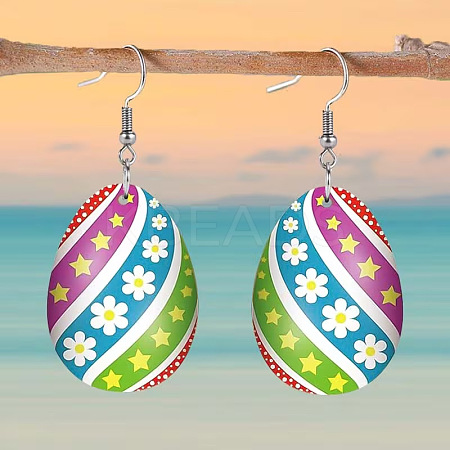 Easter Egg Acrylic Dangle Earrings FS-WG73047-01-1