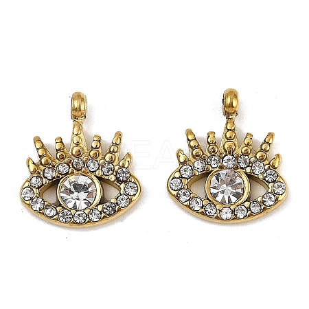 304 Stainless Steel Micro Pave Cubic Zirconia Charms STAS-K302-01B-G-1