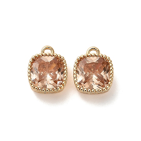 Brass Micro Pave Clear Cubic Zirconia Charms KK-B110-01G-06-1