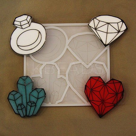 DIY Diamond Ring/Crystal Cluster/Heart Shape Ornament Silicone Molds LS-DIY-E065-04-1