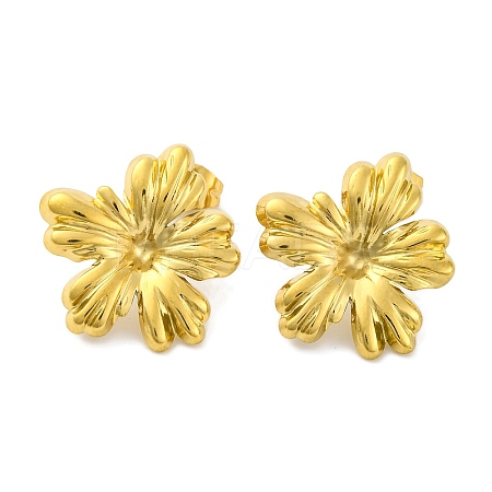 Ion Plating(IP) 304 Stainless Steel Flower Stud Earrings EJEW-D281-12G-1