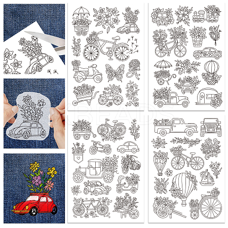 4 Sheets 11.6x8.2 Inch Stick and Stitch Embroidery Patterns DIY-WH0455-064-1