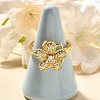 Flower Rotatable Finger Ring for Women RJEW-U035-01G-04-2