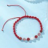 Natural White Moonstone & Red Jasper & Natural Carnelian & Dyed Strawberry Quartz Round Beads Braided Bead Bracelets for Women BJEW-JB12917-07-2