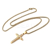 201 Stainless Steel Crystal Rhinestone Religion Cross Pendant Necklaces LS-NJEW-H065-11G-2