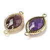 Natural Amethyst Faceted Horse Eye Connector Charms G-G181-07G-05-2