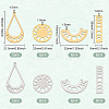 BENECREAT 16Pcs 8 Style 201 Stainless Steel Connector Charms & Pendants STAS-BC0003-36-2
