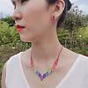 Horse Eye Alloy Rhinestone Chain Necklaces & Stud Dangle Earrings Sets FS-WG777BF-01-3